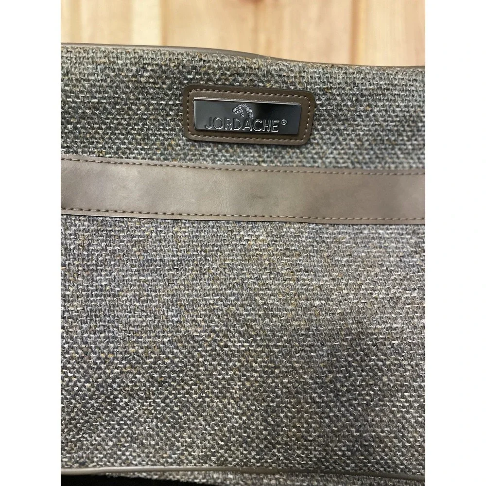 Vintage JORDACHE Tweed Luggage Overnight Carry On Bag Brown Tan 11x15x6